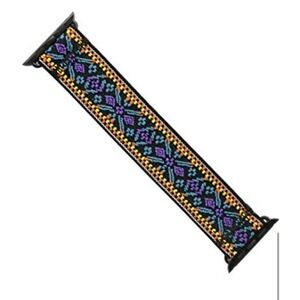 Tefeca Blue Embroidery Ethnic Pattern Elastic Watch Band